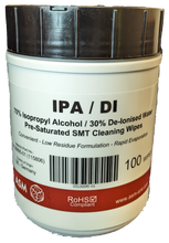 Load image into Gallery viewer, IPA/DI Pre-Saturated Wipes, 70% IPA/30% De-Ionised Water, 115806, 100 wipes/tub,