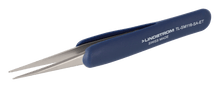 Load image into Gallery viewer, SM116-SA-ET Lindstrom Stainless Steel ESD Ergonomic Tweezers with Grooved Tips for Positioning Vertical Cylindrical Devices