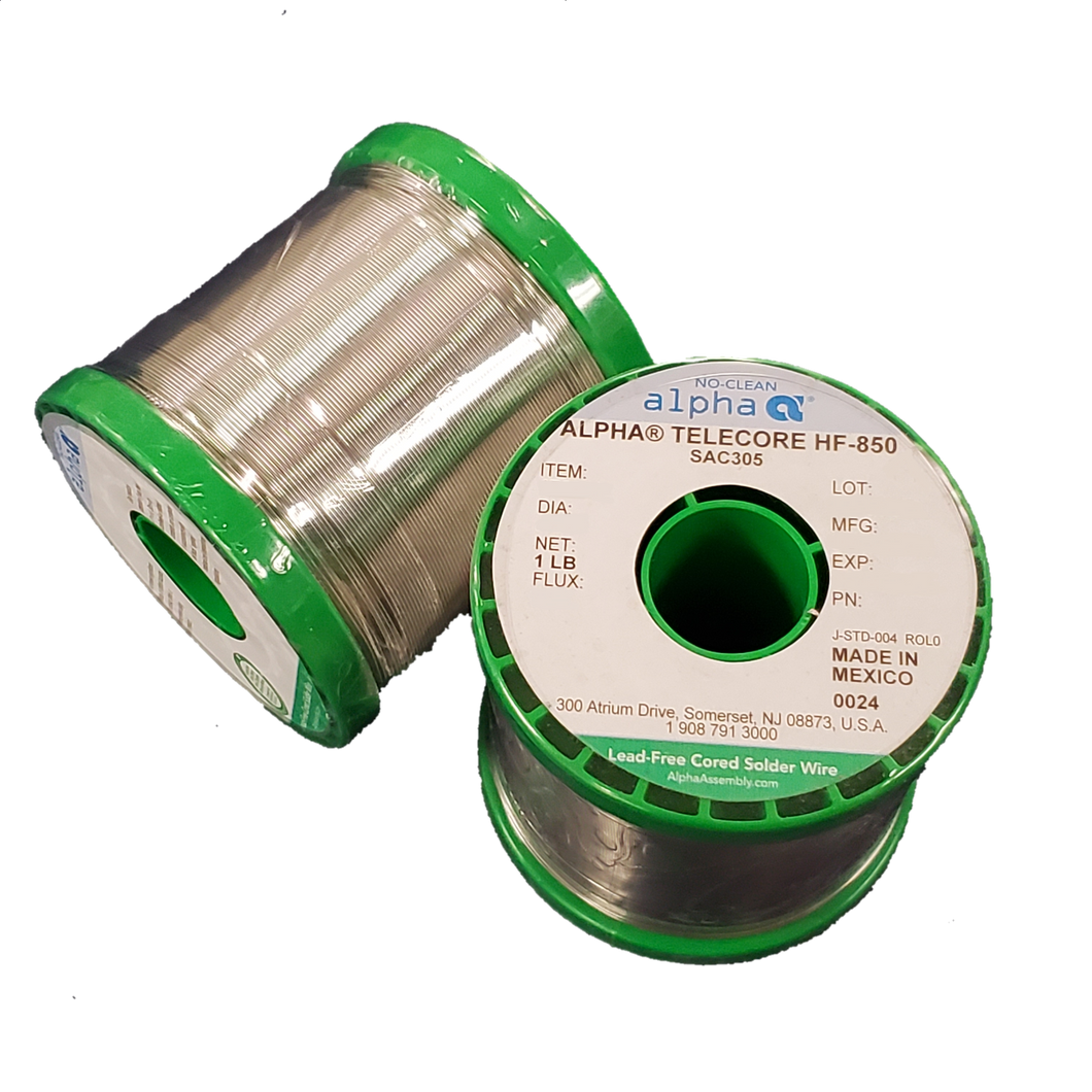 Telecore HF-850 SAC305, .020, P2, No-Clean Cored Solder Wire (1lb Spool)