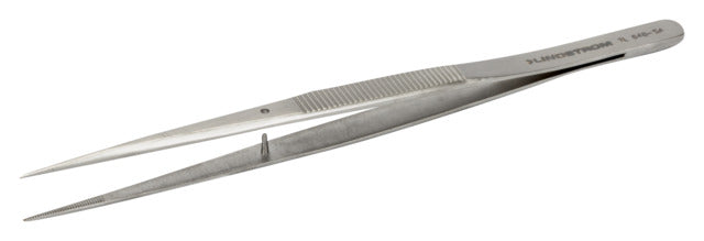 648-SA Stainless Tweezers, Anti-Acid Anti-Mag Body with Serrated Handles and Straight, Thick, Beveled, Strong, Sharp, Line Serrated Tips, 155 mm - 6.10