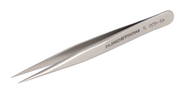 0C9-SA Stainless Steel Micro Precision Tweezers, Anti-Acid Anti-Magnetic Body with Straight, Fine, Sharp, Superior Finish Tips, 90 mm - 3.54