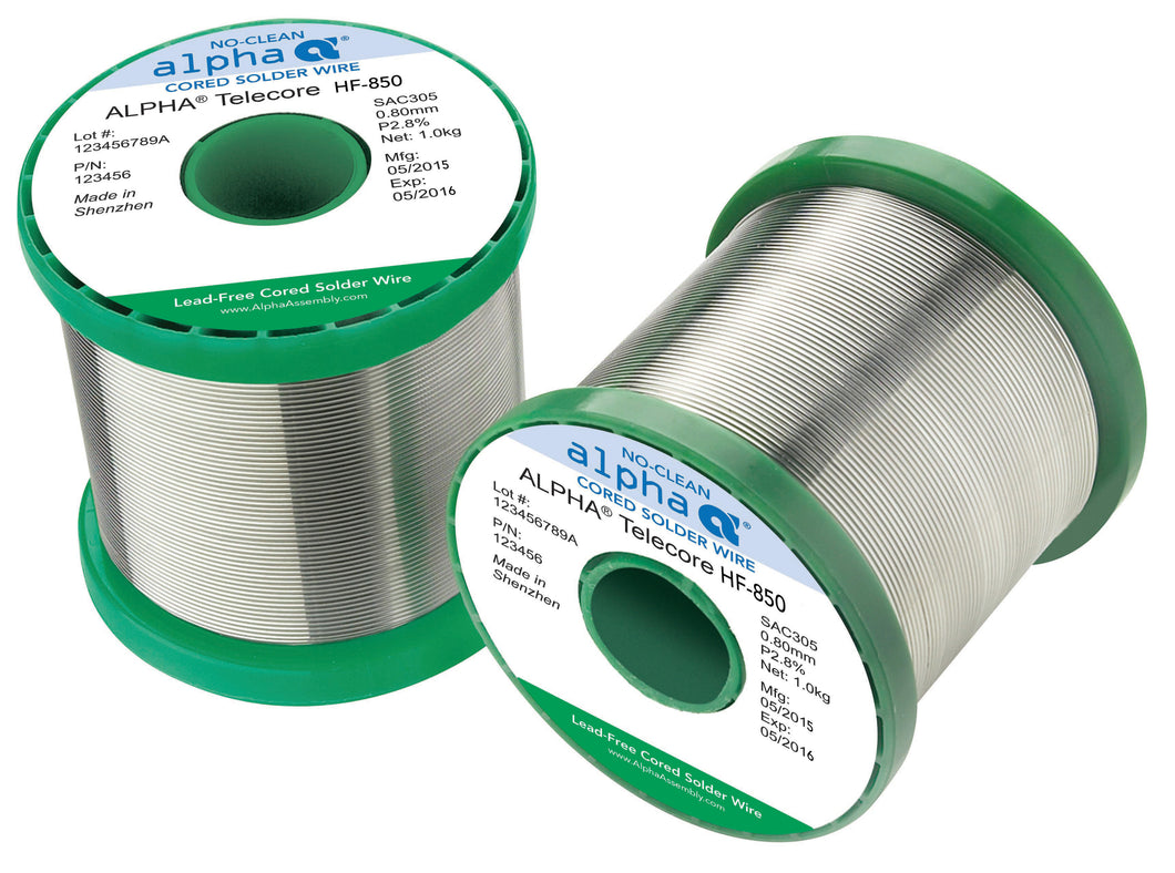 Telecore HF-850 SAC305, .032, P2, No-Clean Cored Solder Wire (1lb Spool)