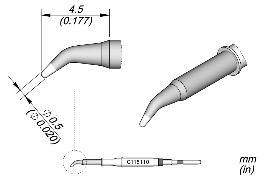 C115110 Conical Bent Cartridge Ø 0.5