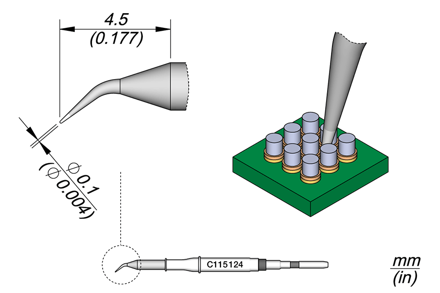 C115124 Conical Bent Cartridge Ø 0.1