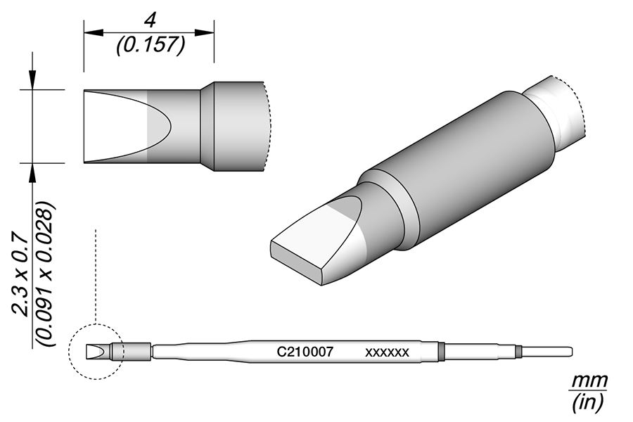 C210007 Chisel Cartridge 2.3 x 0.7