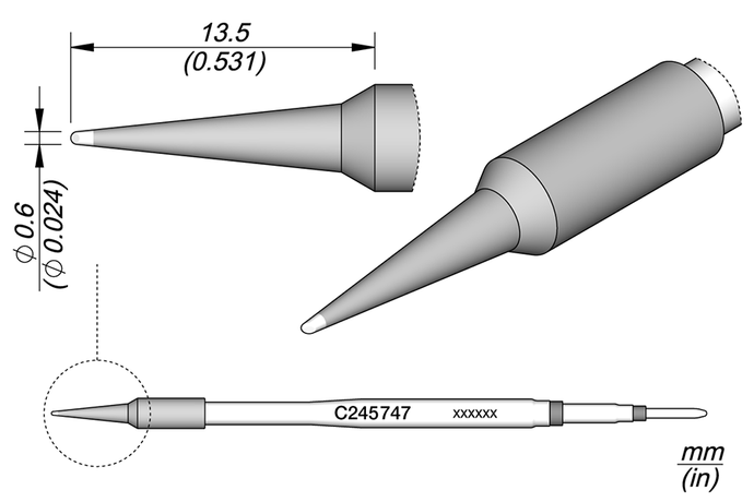 C245747 Solder Tip- Bevel Cartridge Ø 0.6