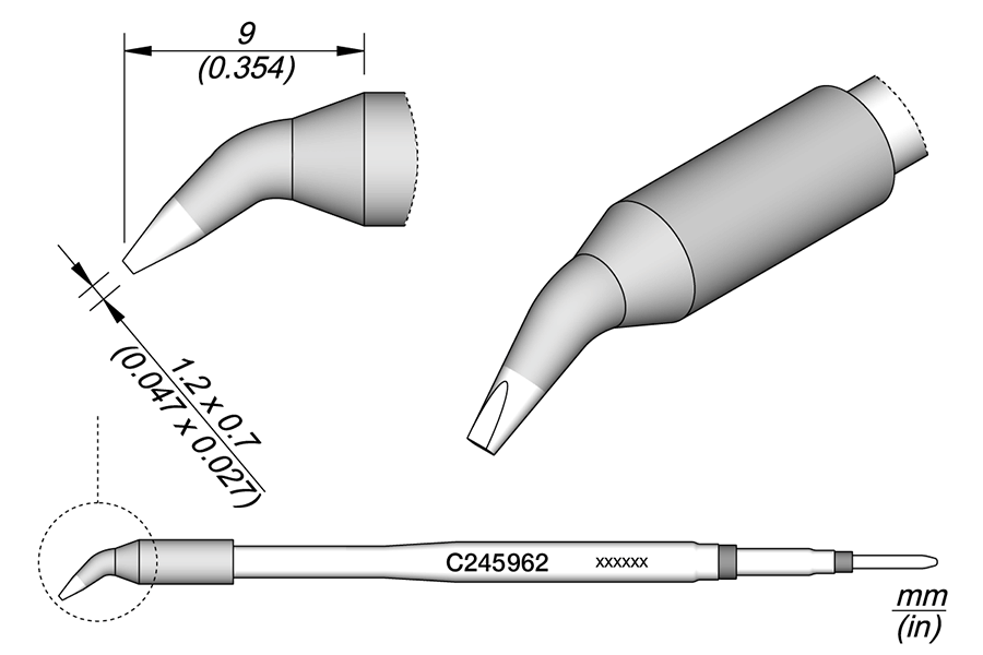 C245962 Chisel Bent Cartridge 1.2 x 0.7