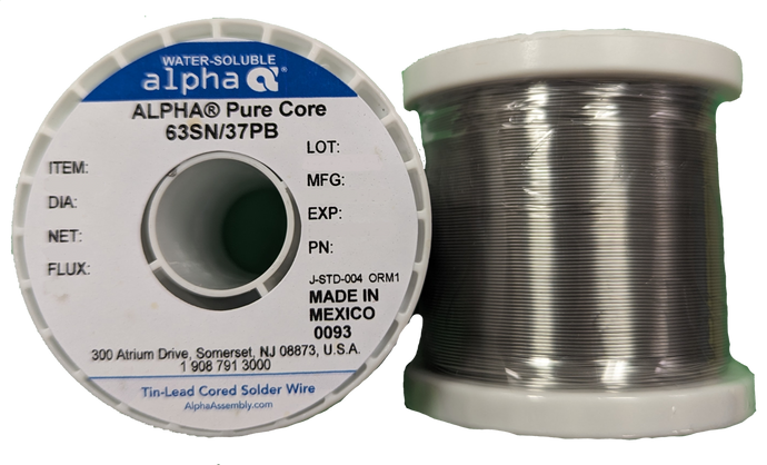 Pure Core 63/37 Cored Solder Wire, .020, P2 Water Soluble (1lb Spool)